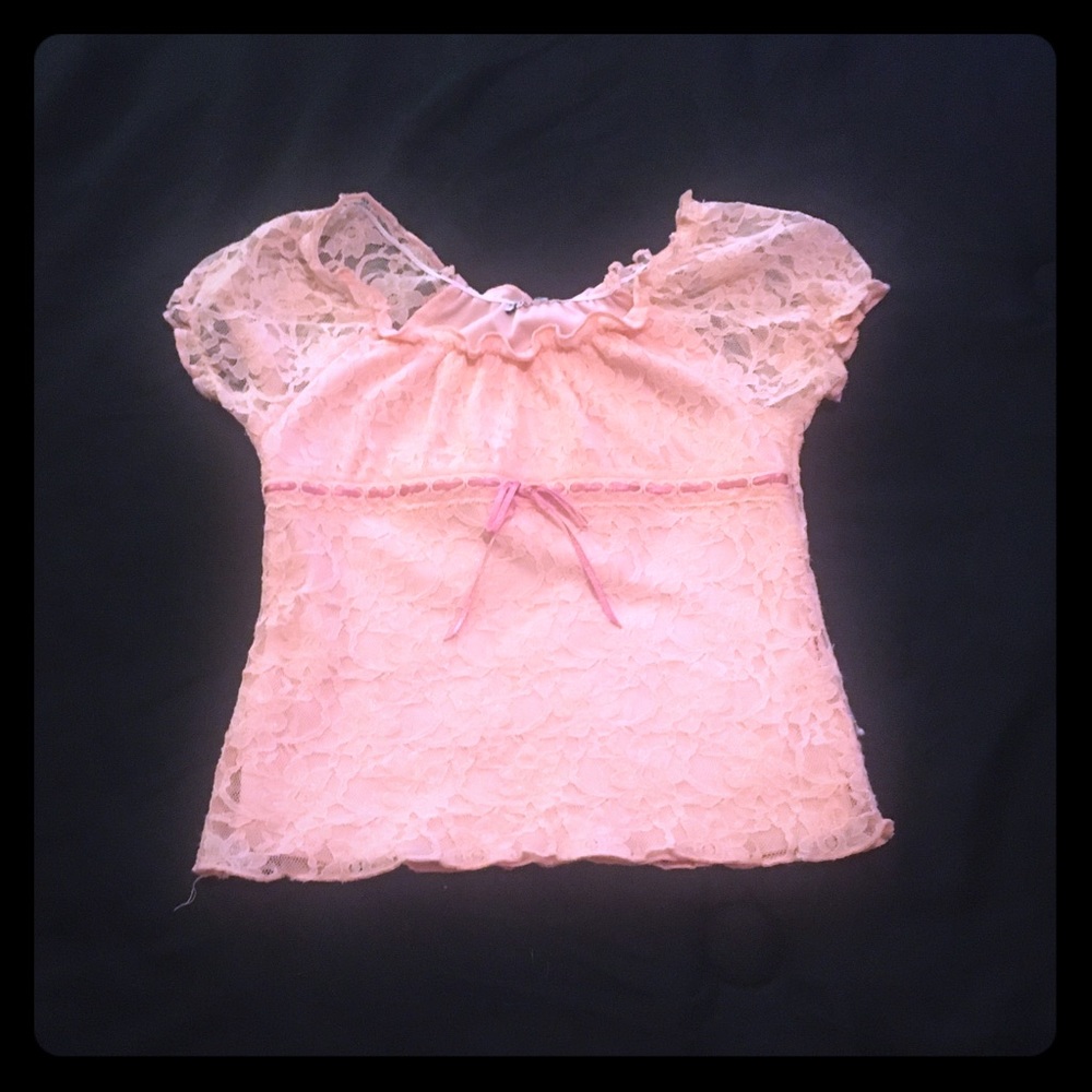 Pink lace top with pink ribbon from UNIF